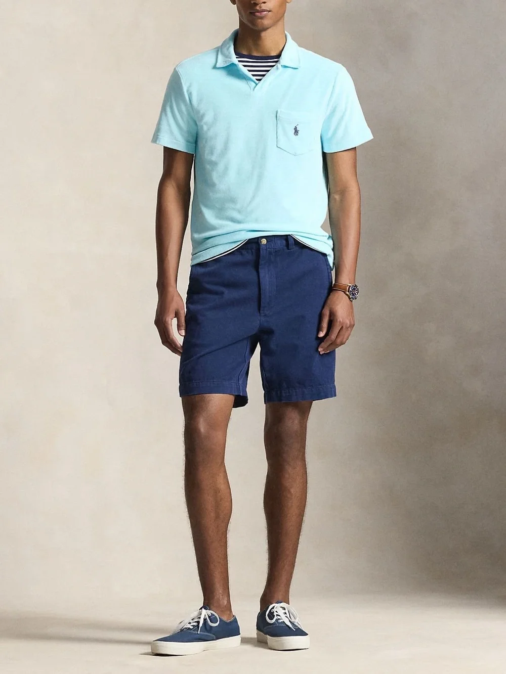 Polo by Ralph Lauren Light Blue Flat-Front Chino Shorts